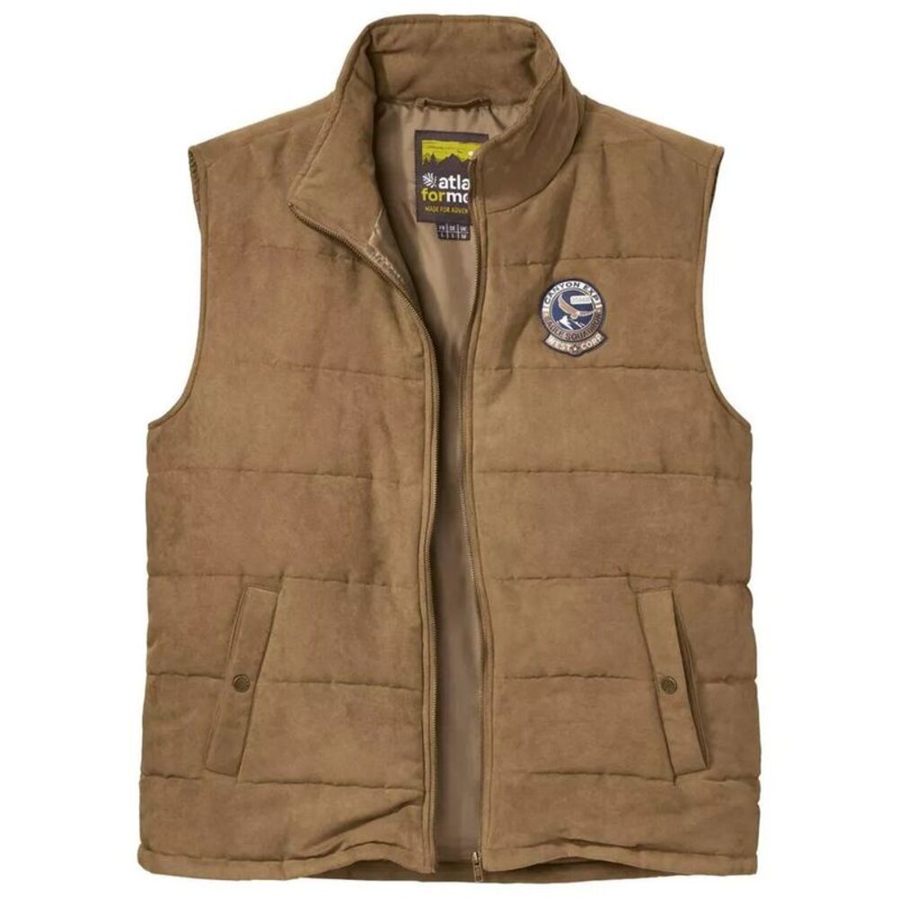 Atlas For Men Mens Faux Suede Padded Vest / Camel